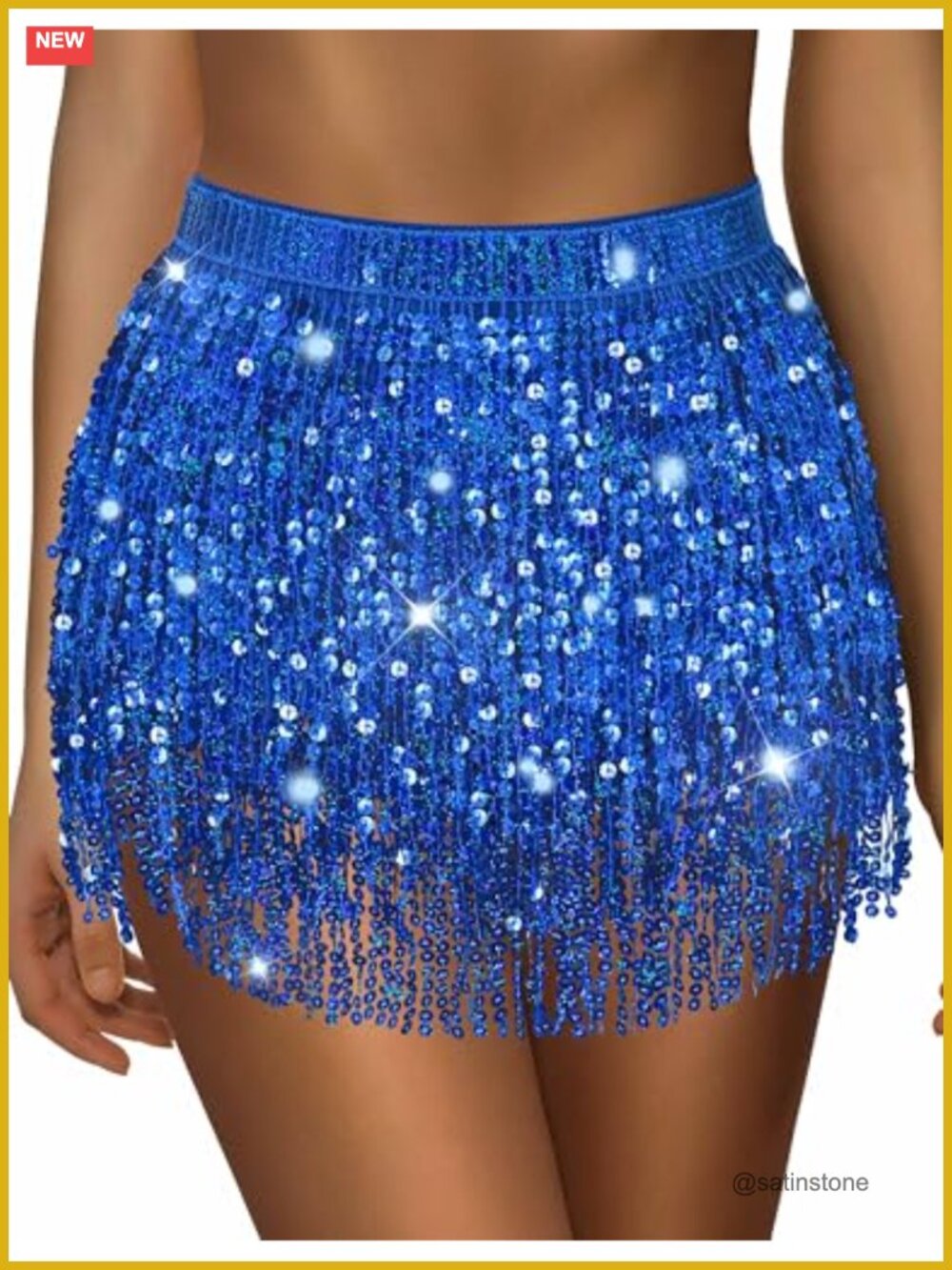 Sequin Tassel Skirt Fringe Hip Scarf Belly Dance Rave Sparkle Skirt Women